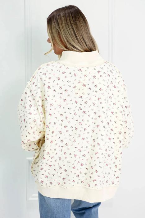 Cozy High-Neck Floral Detail Sweatshirt | S-XL