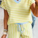  Stripe Detail Tee and Elastic Waist Shorts Set | S-XL