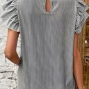  Ruffle Sleeve Stripe Round Neck Blouse | S-XL
