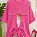  Spiral Ribbed Bow-Back Oversized Tee | S-XL