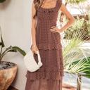  Polka Dot Backless Ruffled Tiered Maxi Dress | S-XL