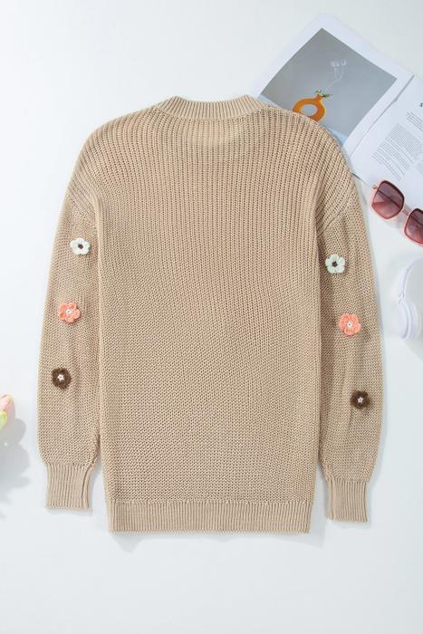 Hello Fall Embroidered Knit Loose Sweater | S-XL