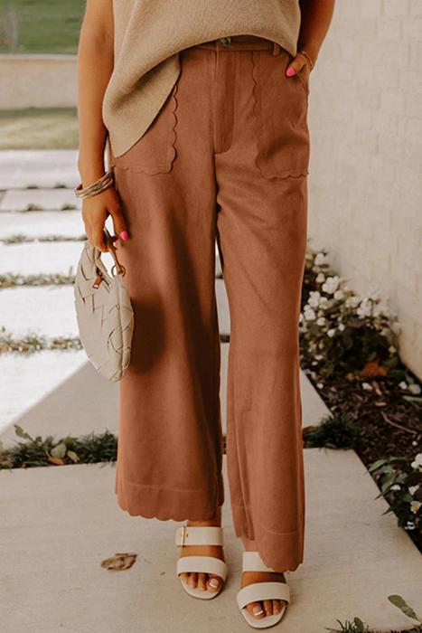Scallop Trim Pocket Pants | S-XL