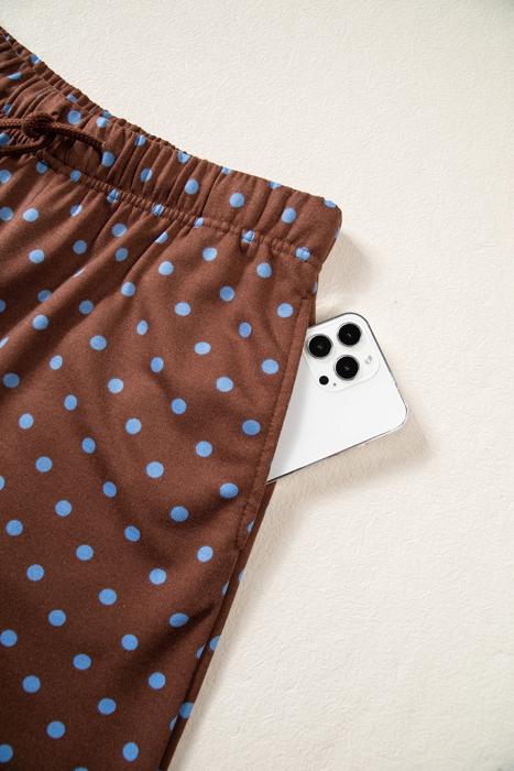 Polka Chic Drawstring Wide-Leg Lounge Set | S-XL