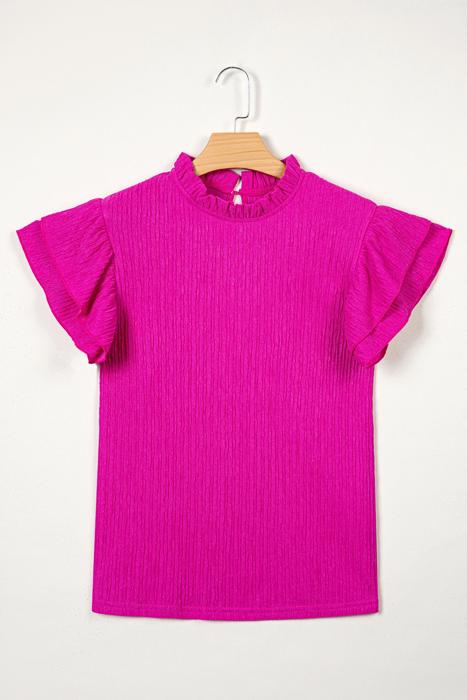 Ruffle Trim Basic Blouse | S-XL