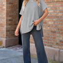  Short Sleeve Side Slit Oversized Sweater