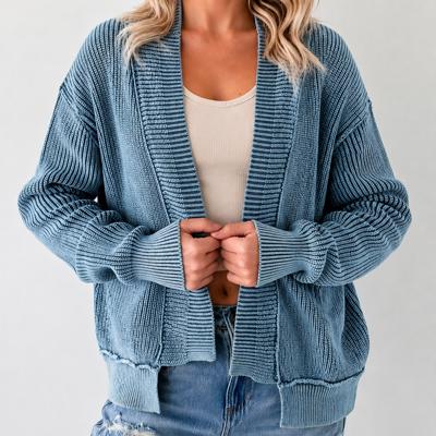 Mineral Wash Patchwork Open Knit Cardigan | S-XL