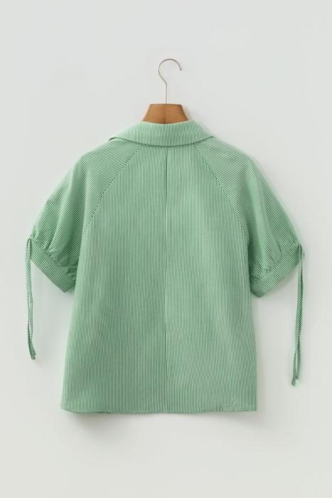 Striped Collared Split Neck Blouse | S-XL