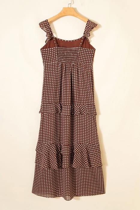 Polka Dot Backless Ruffled Tiered Maxi Dress | S-XL