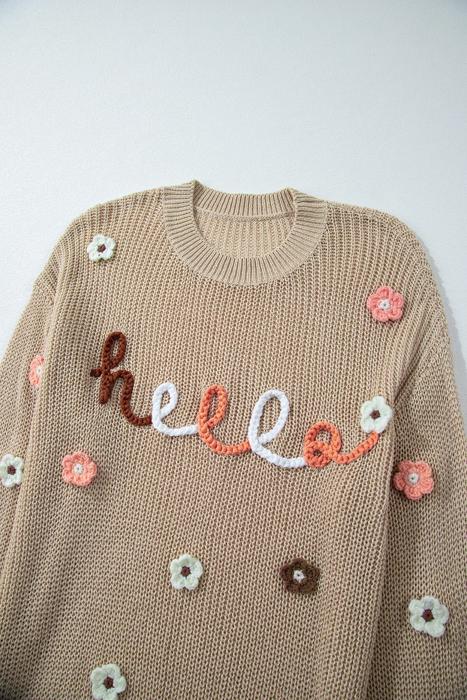 Hello Fall Embroidered Knit Loose Sweater | S-XL