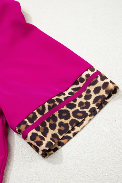 Leopard Patchwork Split Neck Blouse | S-XL