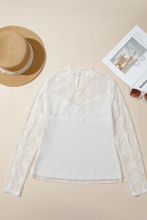Floral Lace Mesh Long Sleeve Top | S-XL