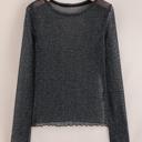  Metallic Shimmer Mesh Long Sleeve Blouse | S-XL
