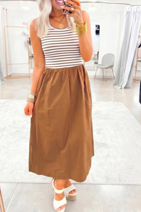 Colorblock Patchwork Sleeveless Maxi Dress | S-XL