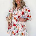  Floral Print Ricrac Trim Puff Sleeve Mini Dress | S-XL