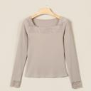  Lace Charm Ribbed Long Sleeve Top | S-XL