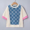  Checkerboard Denim Chic Top | S-XL