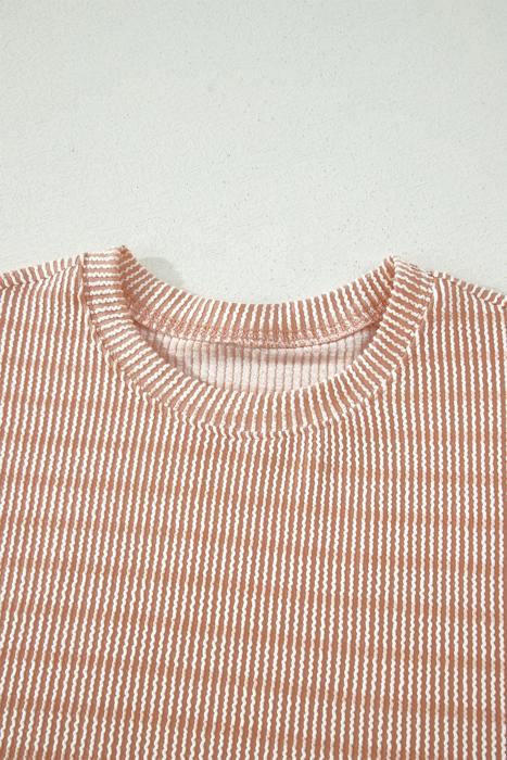 Striped Ribbed Tee & Drawstring Shorts Set | S-XL