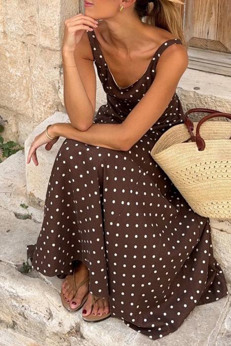 Coastal Charm Polka Dot Maxi Dress | S-XL