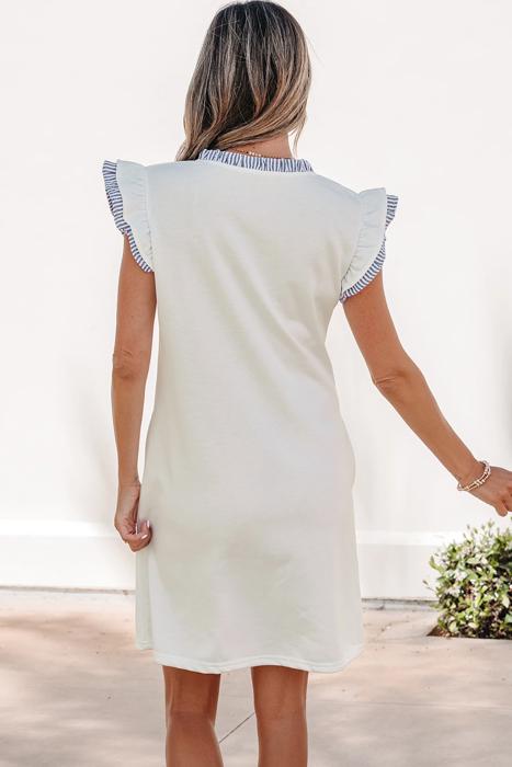Contrast Stripe Split Neck Sleeveless Summer Dress | S-XL