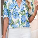  Tropical Striped Patchwork V-Neck Top | S-XL
