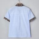  Stripe Contrast Leopard Collared Shirt | S-XL