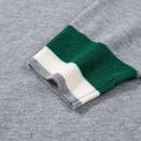 Contrast Striped Trim V Neck Varsity Light Sweater | S-XL