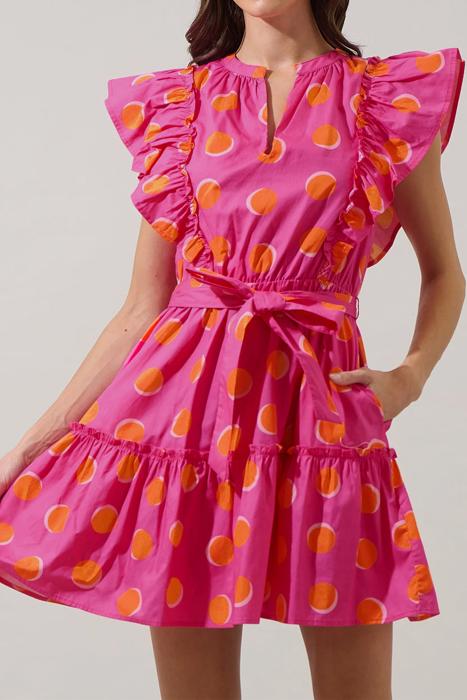 Double Polka Ruffle Mini Dress | S-XL