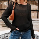 Small Black Crochet Open-Knit Sweater Top | S-XL