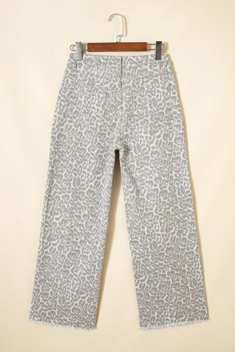 High Waisted Leopard Wide Leg Jeans