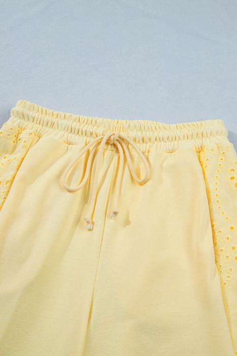 Lace Patchwork Top & Elastic Waist Pants Set | S-XL