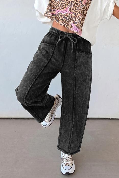 Raw Seam Drawstring Casual Barrel Pants | S-XL