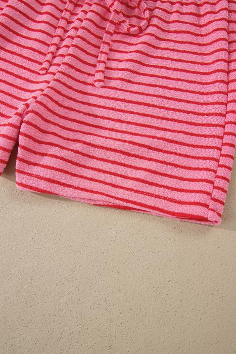 Striped Knit T-Shirt & Elastic Waist Shorts Set | S-XL