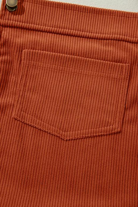 Front Pockets Corduroy Overall Dress