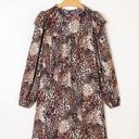  Leopard Print Ruffled Long Sleeve Mini Dress | S-XL