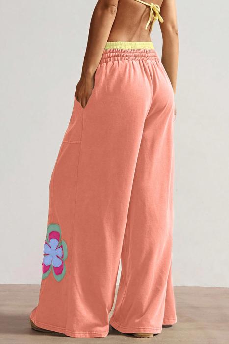 Floral Drawstring Waist Wide Leg Pants | S-XL