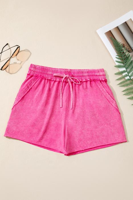 Mineral Washed Elastic Waist Shorts | S-XL