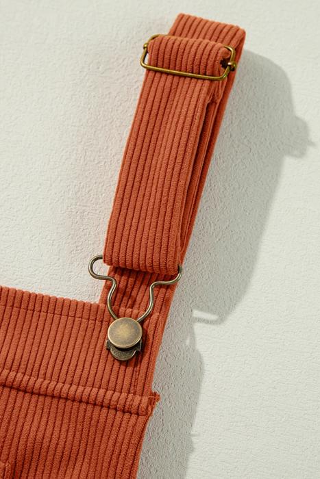 Front Pockets Corduroy Overall Dress