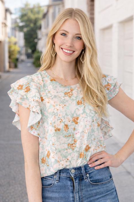 Short Sleeve Double Ruffle Top | Free Shipping