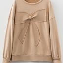  Mineral Wash Bow Patchwork Pullover Sweatshirt | S-XL