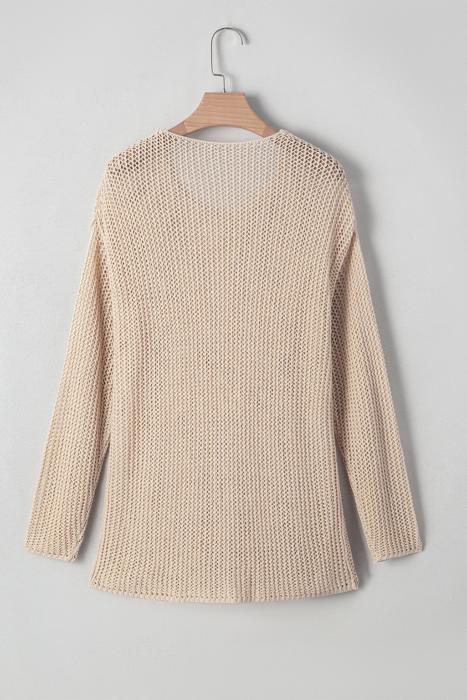 Crochet Open-Knit Sweater Top | S-XL