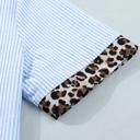  Stripe Contrast Leopard Collared Shirt | S-XL