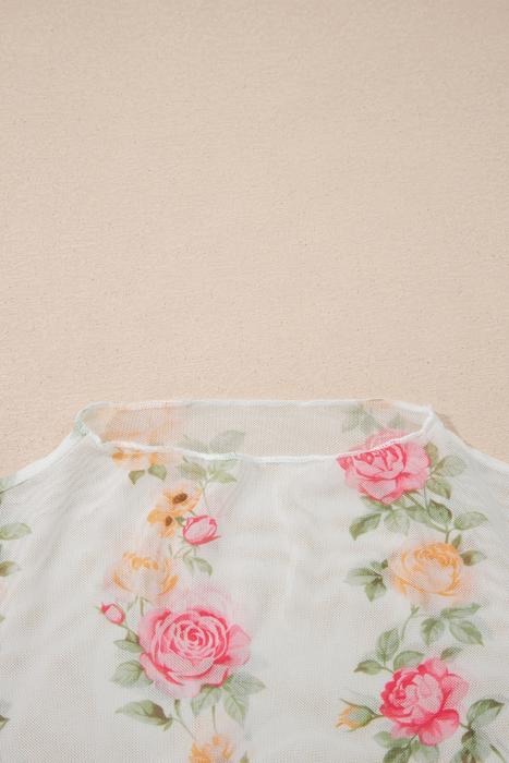 Sheer Bloom Mock Neck Top | S-XL