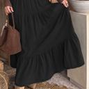  Ruffled Hem Tiered Denim Maxi Skirt | S-XL