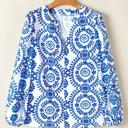  Bohemian Vine Print Puff Sleeve Blouse | S-XL