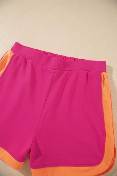 Colorblock Half-Zip Athleisure Shorts Set | S-XL