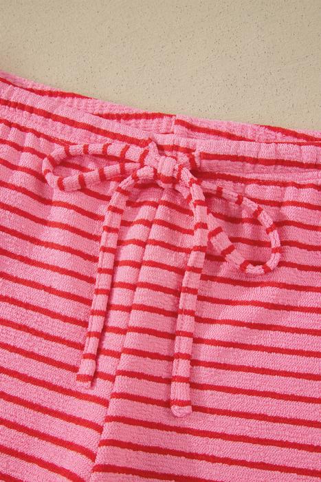 Striped Knit T-Shirt & Elastic Waist Shorts Set | S-XL
