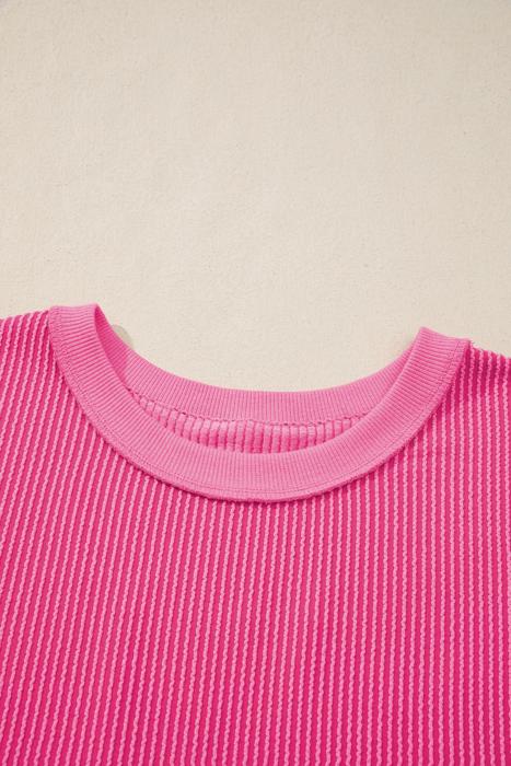 Spiral Ribbed Bow-Back Oversized Tee | S-XL