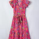  Belted Floral Flutter Sleeve Long Dress | S-XL