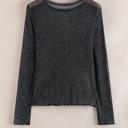  Metallic Shimmer Mesh Long Sleeve Blouse | S-XL